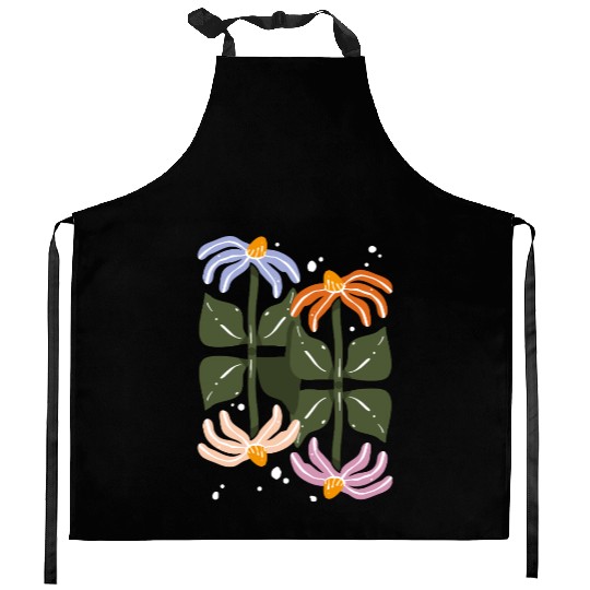 Four Blooms – Abstract Garden Tile Kitchen Aprons