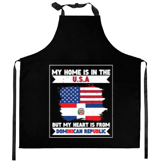 My Home The USA Heart From Dominican Republic US Kitchen Aprons