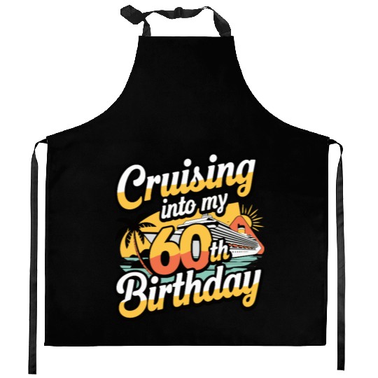 Cruising Into My 60th Birthday Retro Cruise Design Kitchen Aprons
