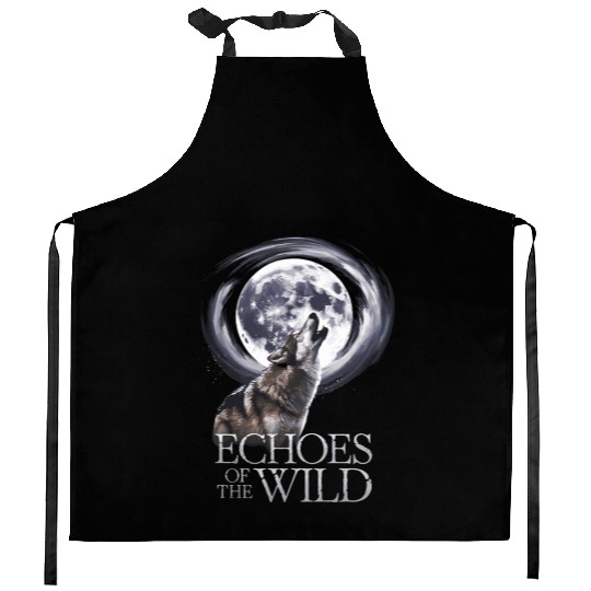 Echoes Of The Wild Howling Wolf Moon Art Kitchen Aprons