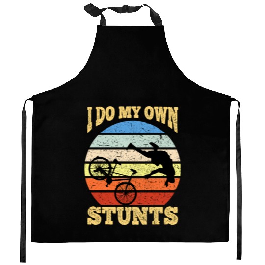 I Do My Own Stunts Mountain Bike Mtb Get Well Soon Kitchen Aprons