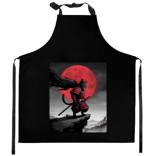 Japanese Cat Samurai Cat Kitchen Aprons