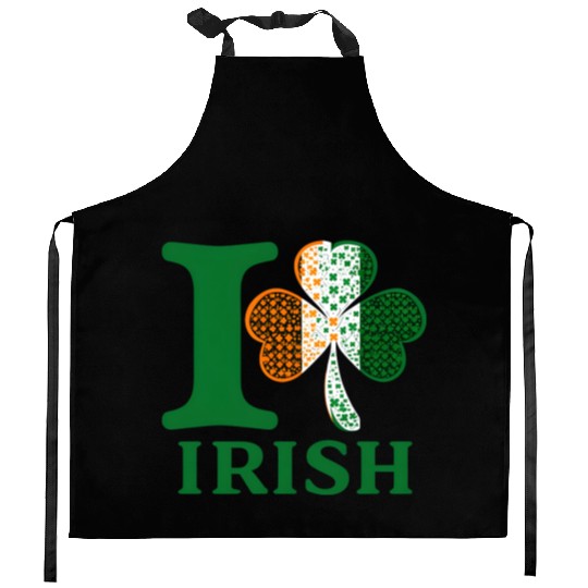 I Love Irish – Shamrock Clover Irish Flag Design Kitchen Aprons