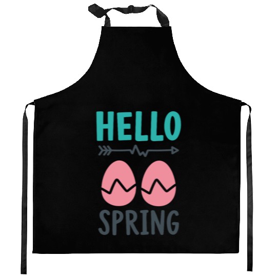 Hello Spring - Spring Design with Easter Eggs Kitchen Aprons