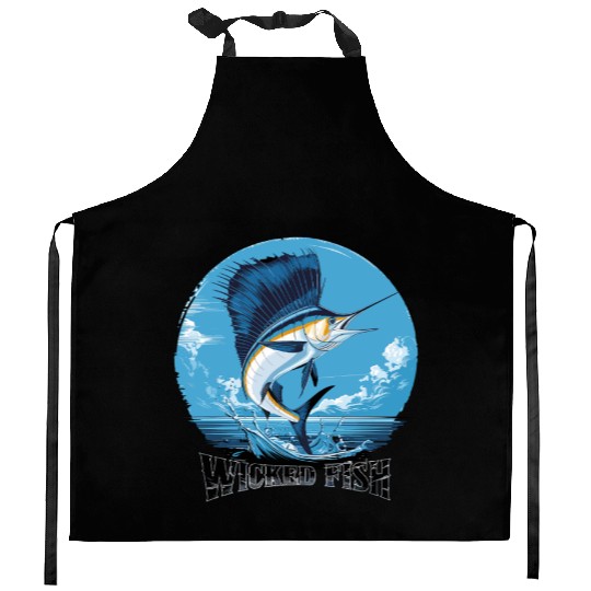 Wicked Fish Sailfish Adventure Ocean Breeze Kitchen Aprons