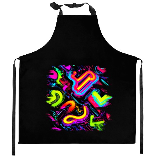 Neon Style 80s Retro Party Color Glow Kitchen Aprons