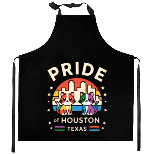 Pride of Houston City Texas USA Rainbow Flag Kitchen Aprons