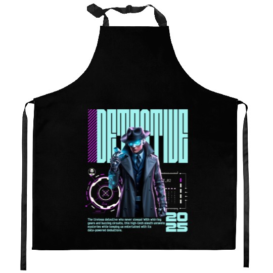 Detective Robot Futuristic Spy Sci Fi Hero Kitchen Aprons