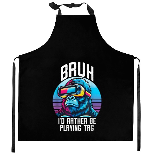 Bruh VR Gorilla Funny Gaming Virtual Reality Kitchen Aprons