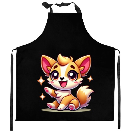 Charming Fox Cub Cartoon Design Kitchen Aprons