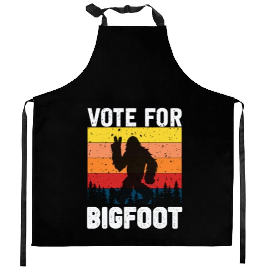 Vote For Bigfoot Funny Retro Graphic Novelty Kitchen Aprons
