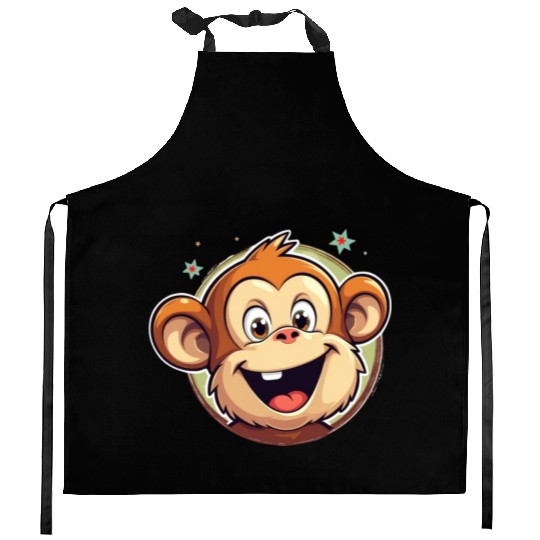 Cute Cartoon Monkey Face Kitchen Aprons