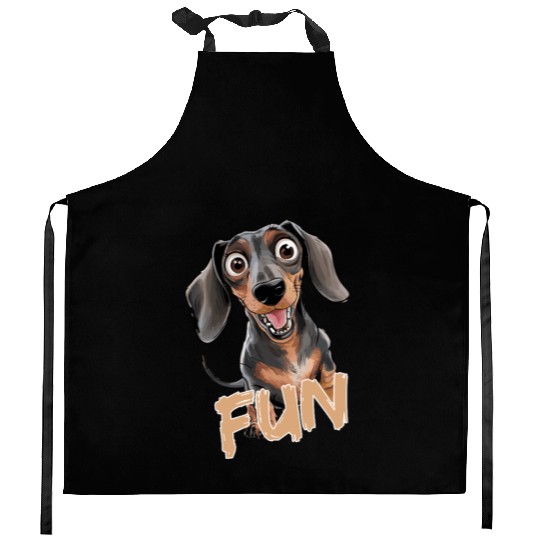 Cheerful Dachshund Fun Expression Kitchen Aprons