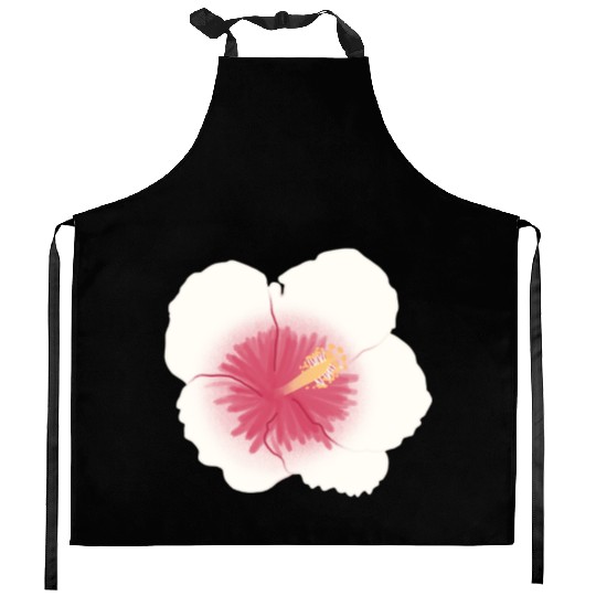pink hibiscus flower Kitchen Aprons