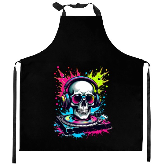 Skull DJ Vibes Kitchen Aprons
