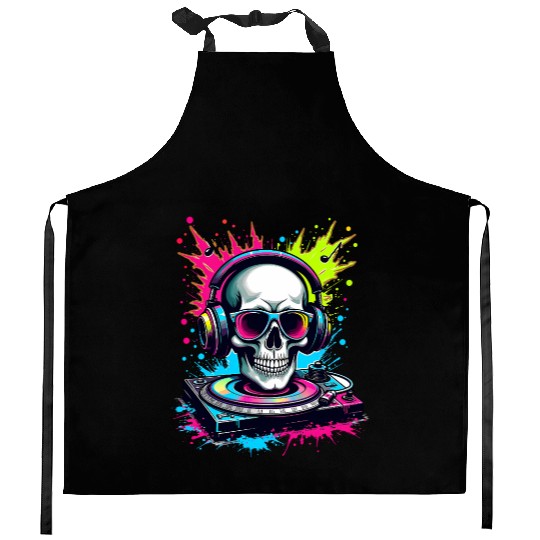 Skull DJ Vibes Kitchen Aprons