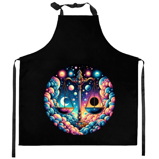 Libra - Celestial Scales of Balance Kitchen Aprons