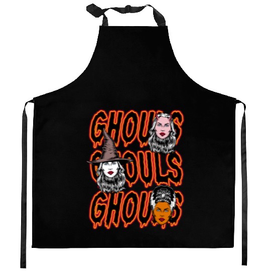 Ghouls, Ghouls, Ghouls Lady Horror Monster Mob Kitchen Aprons
