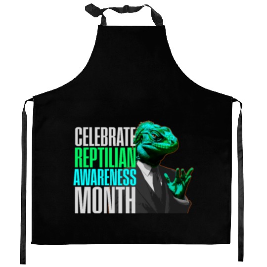 Reptilian Awareness Month Lizard People Kitchen Aprons