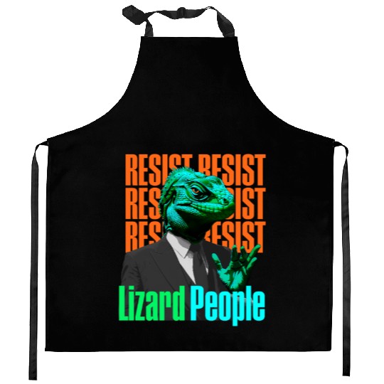 Resist Reptilians Lizard People Kitchen Aprons
