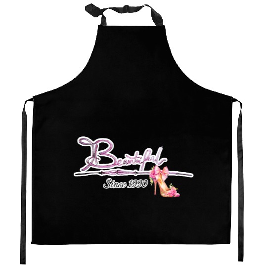 Beautiful since 1990 birthday typography Kitchen Aprons