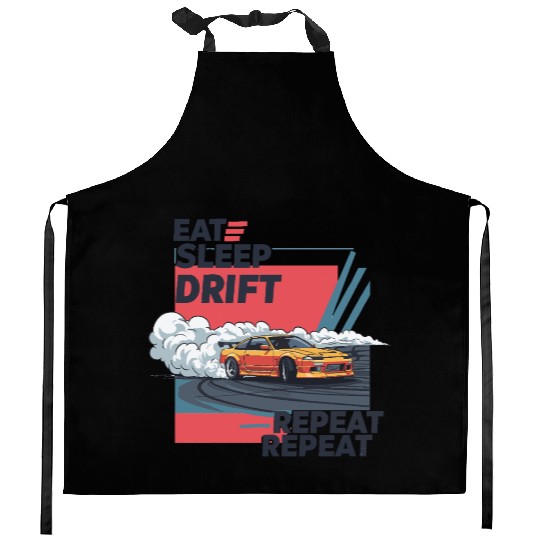 Eat Sleep Drift Repeat Kitchen Aprons – Neon JDM Car Raci