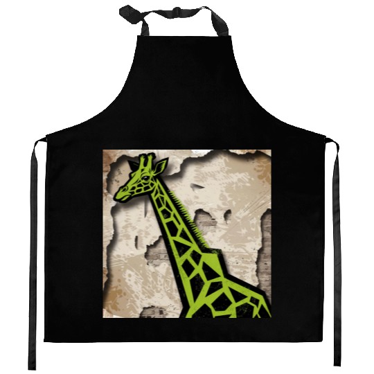Stylized giraffe Kitchen Aprons