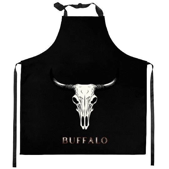 Buffalo Skull Art Kitchen Aprons