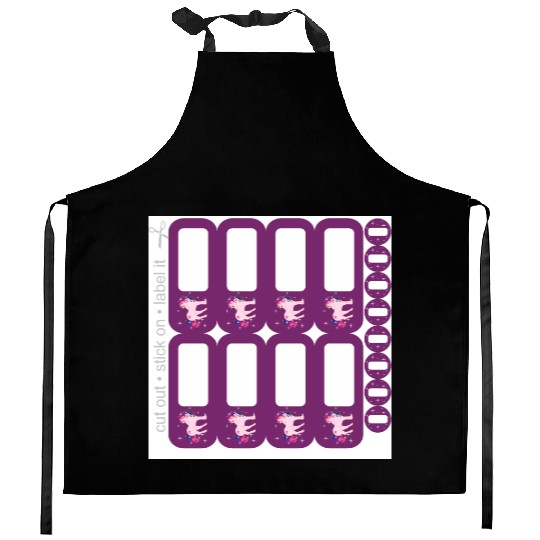 DIY School Sticker - Fantasy Unicorn Purple - 16 Kitchen Aprons