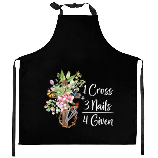 1 Cross 3 Nails 4 Given Christian He is Risen Kitchen Aprons