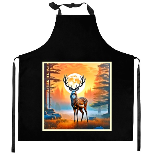 Golden Deer Twilight Peak Kitchen Aprons