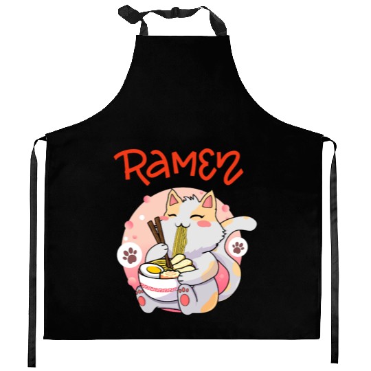 Cute Cat Ramen - Japanese Anime Kawaii Kitty Kitchen Aprons