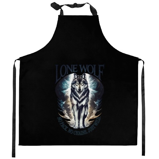 Lone Wolf - No Pack, No Chains, Just Wild Kitchen Aprons