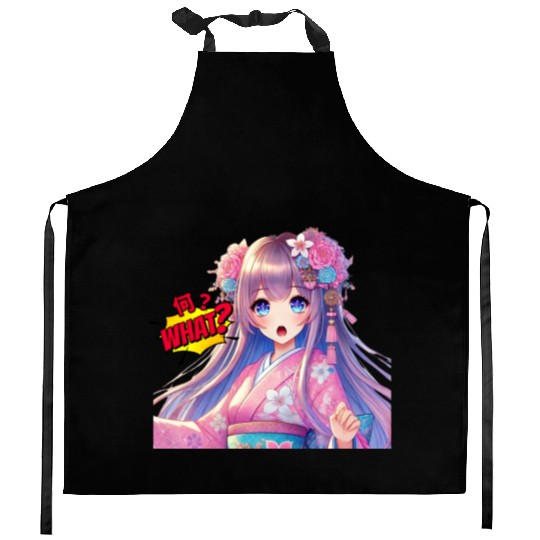 Kawaii Kimono Girl Kitchen Aprons