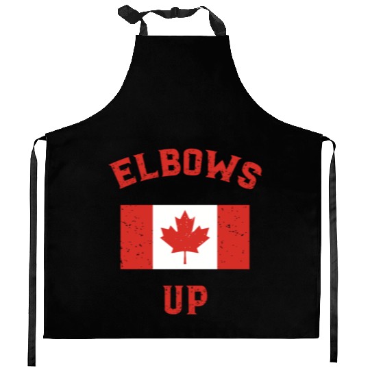 Elbows Up Canada Vintage Anti Trump Tarriff Slogan Kitchen Aprons