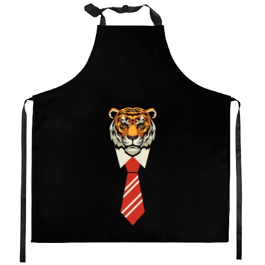 Tiger Boss Stylish Tie Graphic – Power & Elegance Kitchen Aprons