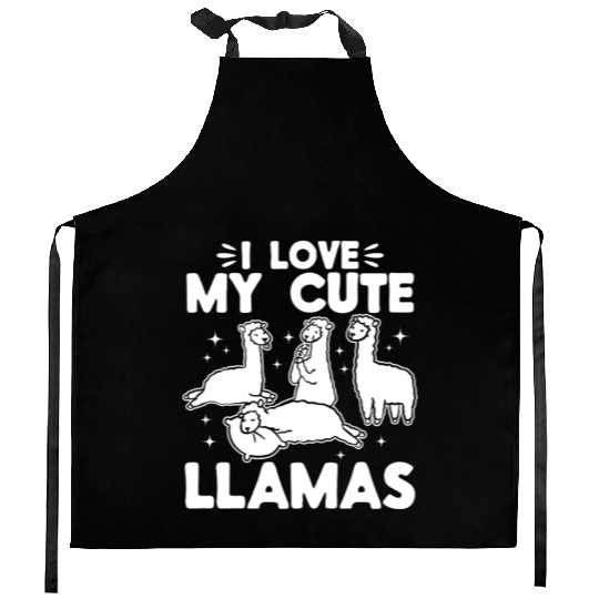 Llama Lover Alpaca Lover - I love my cute Llamas Kitchen Aprons