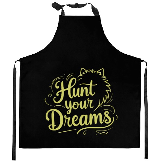 Motivational Typography with Lion Illustration Kitchen Aprons