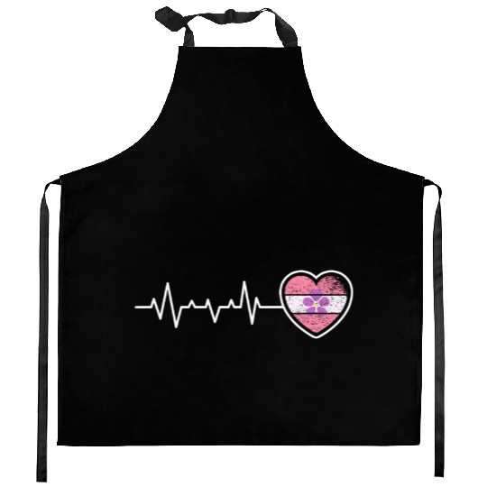 Lesbian Heartbeat Violet Flower Vintage Look Pride Kitchen Aprons