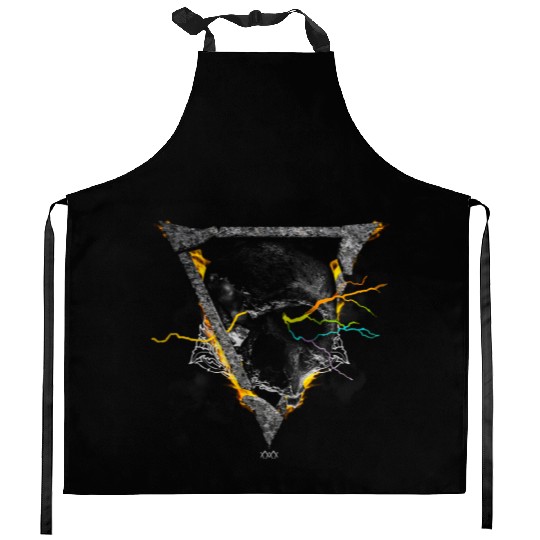 Skull Triangle Fire Kitchen Aprons | Psychedelic Rock dark