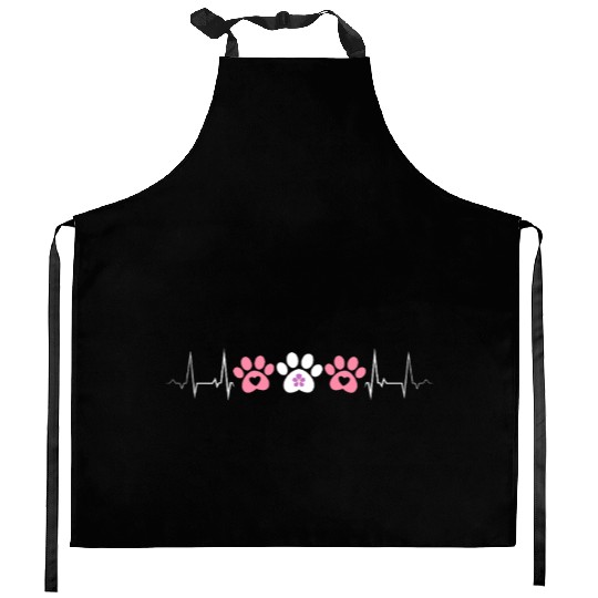 Lesbian Heartbeat Paw Prints Cute Pet Pride Love Kitchen Aprons