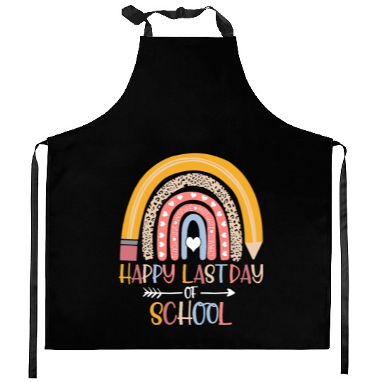 Happy Last Day of School Rainbow Teacher Student Kitchen Aprons
