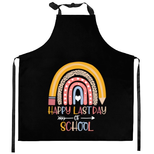 Happy Last Day of School Rainbow Teacher Student Kitchen Aprons