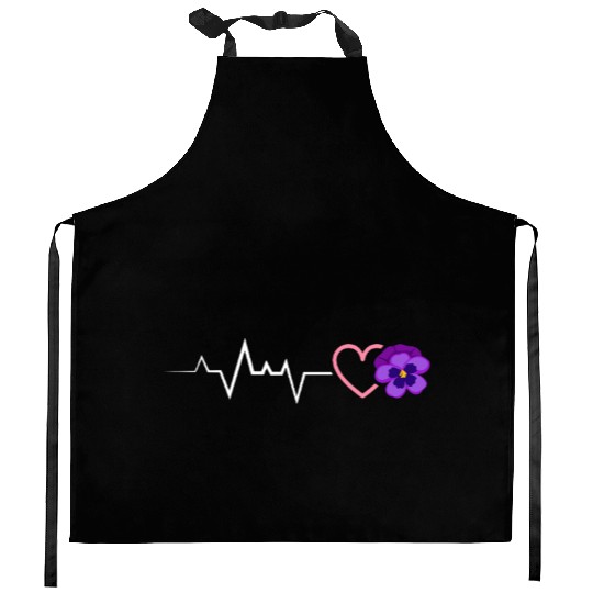 Lesbian Heartbeat Violet Flower Love Pride Kitchen Aprons