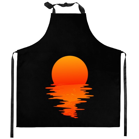 Aesthetic Sunset Over Water Relaxing Nature Art Kitchen Aprons
