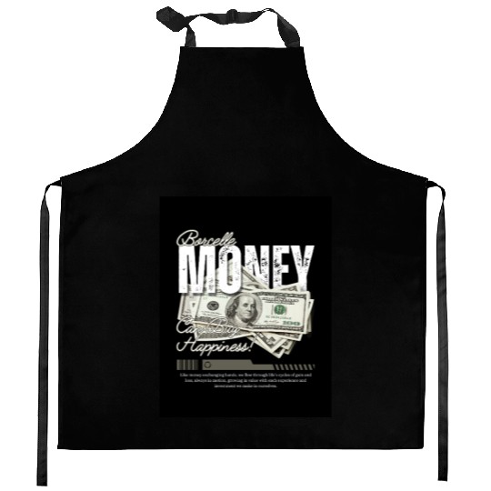 White and Grey Vintage Money Streetwear Kitchen Aprons