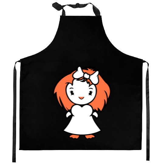 Bird Lady Woman Female Pretty Beautiful Dress Bow Kitchen Aprons