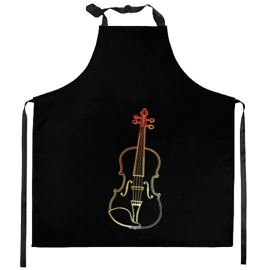 Vintage Violin Drawing Kitchen Aprons