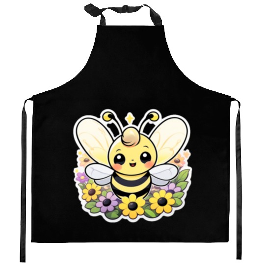 A bee chubby cartoon Kitchen Aprons