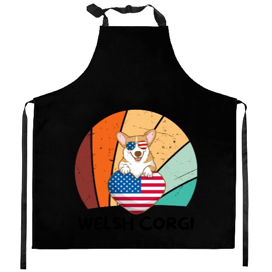Patriotic Pup: Corgi in the USA Kitchen Aprons